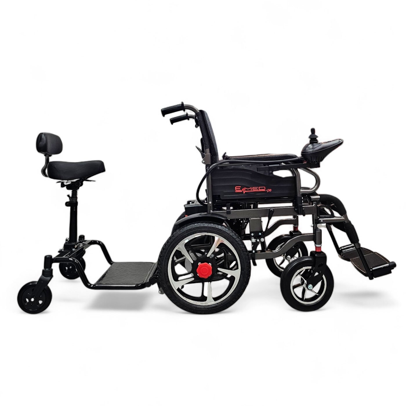 Remolque con asiento para sillas de ruedas eléctricas de acero